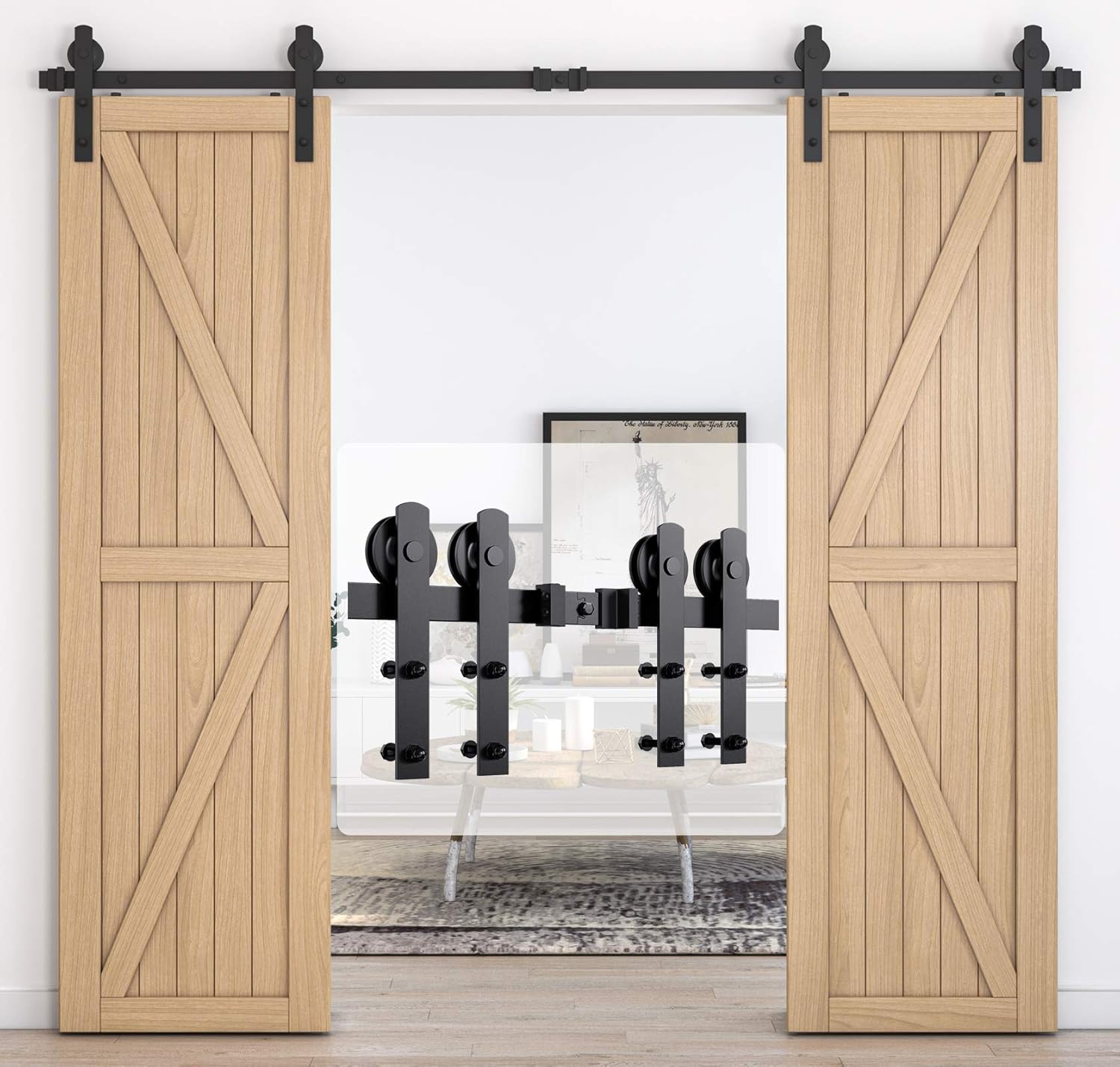 8ft Heavy Duty Sliding Barn Door Hardware Kit for Easy Install