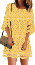 LookbookStore Women Casual Crewneck Mesh Panel 3/4 Bell Sleeve