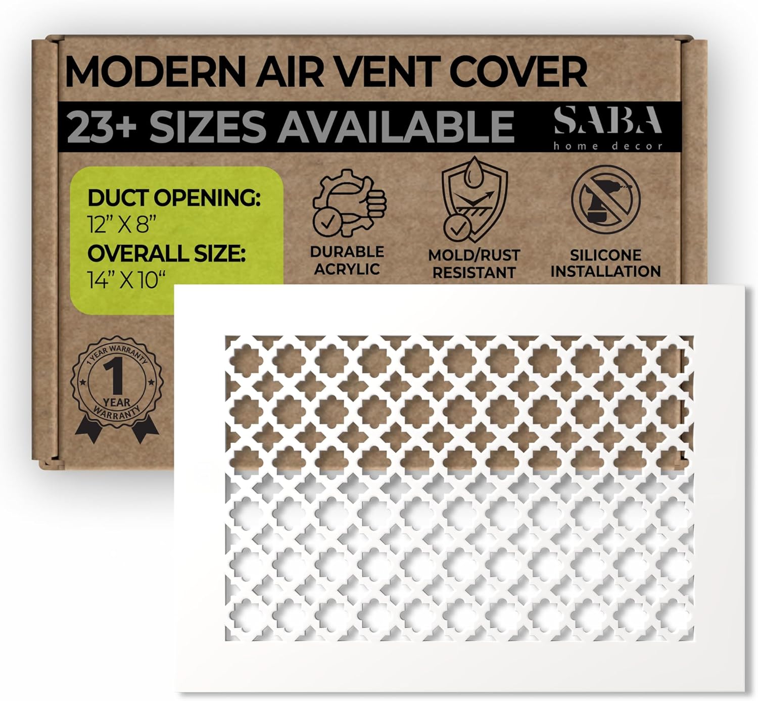 SABA Home Decor Air Vent Cover Grille - Stylish 8in x 12in Design