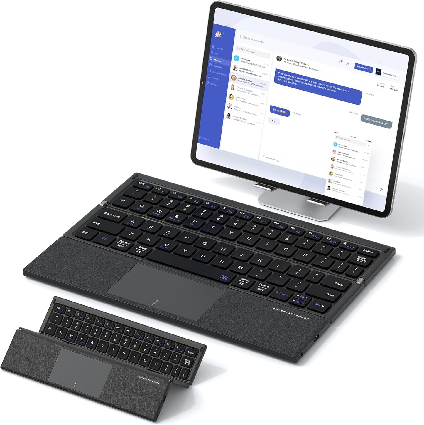 Foldable Bluetooth Keyboard with Touchpad for Travel and Business