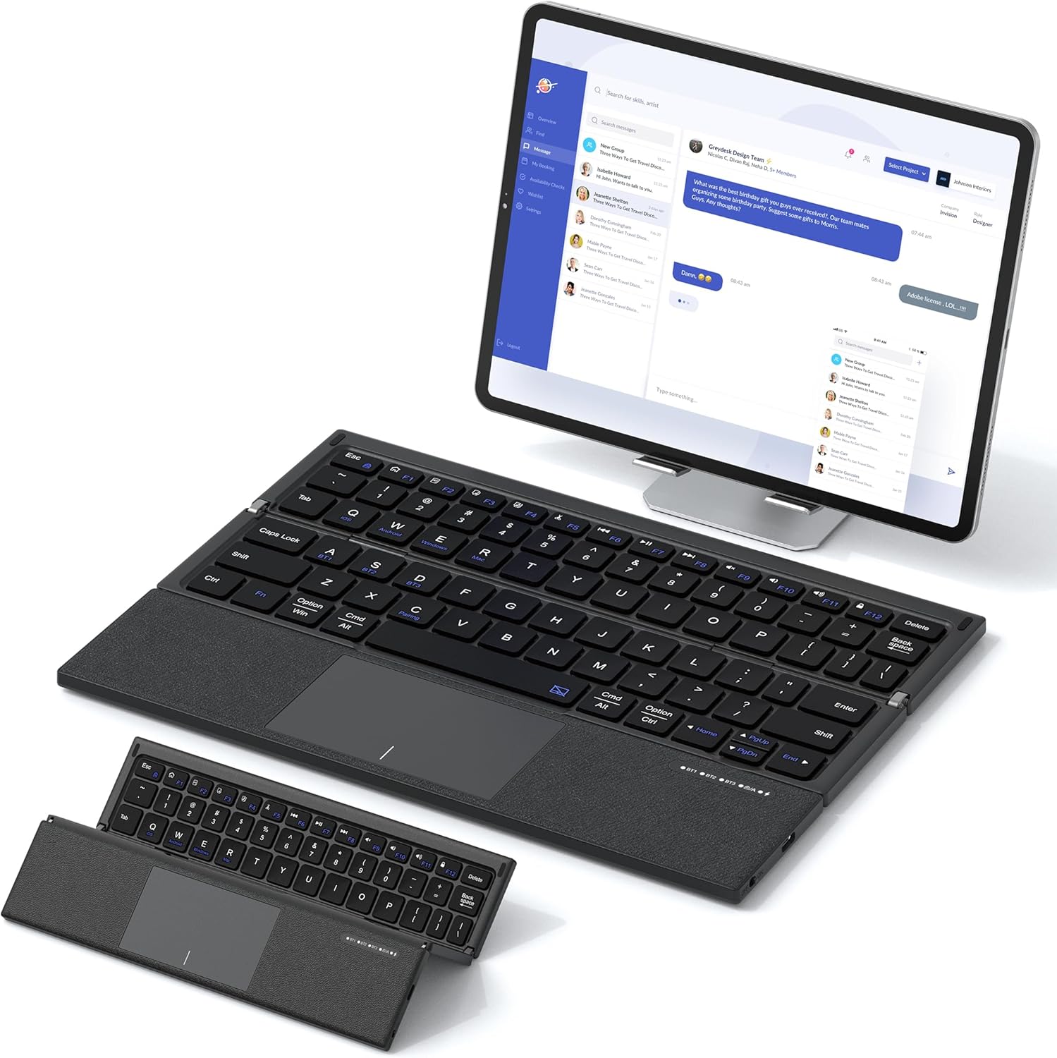 Foldable Bluetooth Keyboard with Touchpad for Travel and Business
