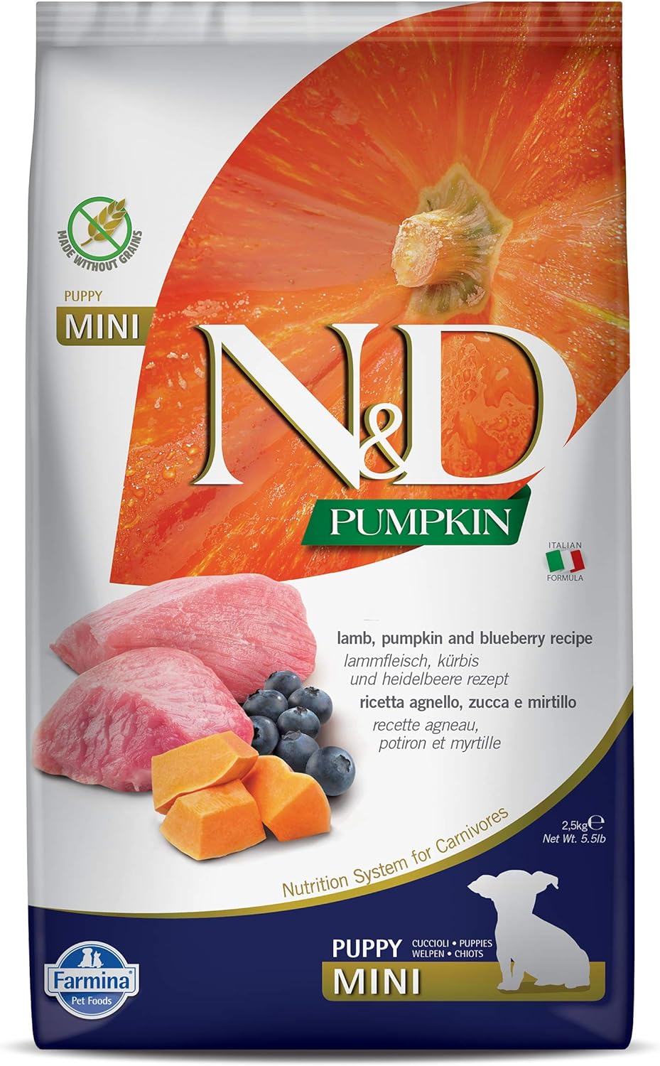 FARMINA Dry Mini Puppy Food with Lamb, Pumpkin and Blueberry