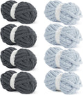 Chunky Chenille Yarn 8 Pack - Super Bulky Plush for Blankets
