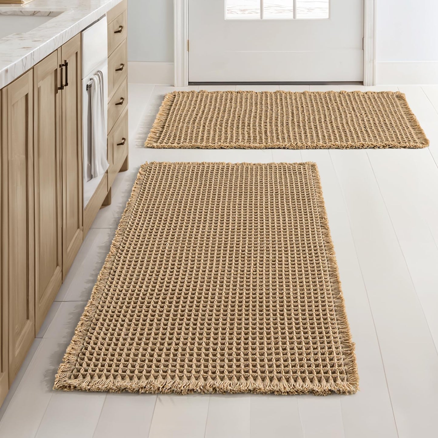 MIULEE Set of 2 Waffle Bathroom Rugs for Cozy Comfort