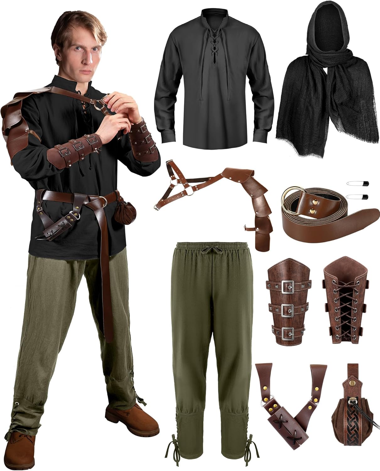 Men's Renaissance Costume Set for Halloween and Role Play Fun