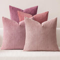 MIULEE Pack of 4 Purple Pink Corduroy Decorative Pillow Covers