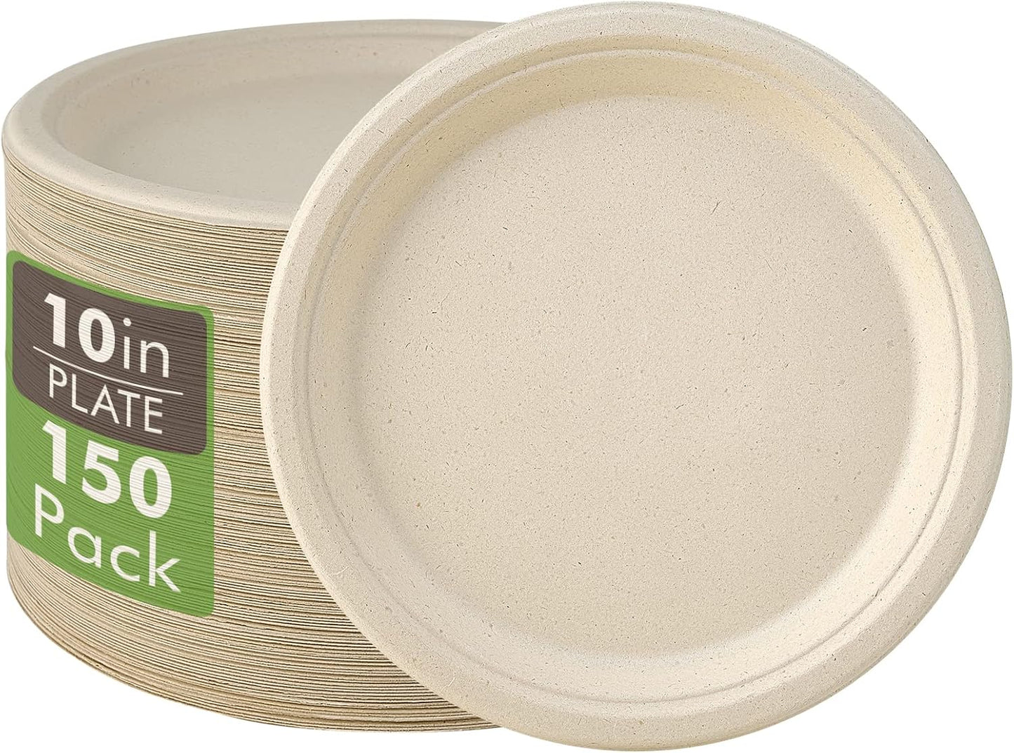 150 Pack Compostable Paper Plates 10ftinch Heavy-Duty Eco-Friendly