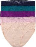 Felina Stretchy Lace Trimmed Bikini Underwear 5-Pack - Comfortable Fit