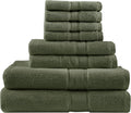Madison Park 800GSM Cotton Bath Towel Set of 8 - Spa Quality Olive