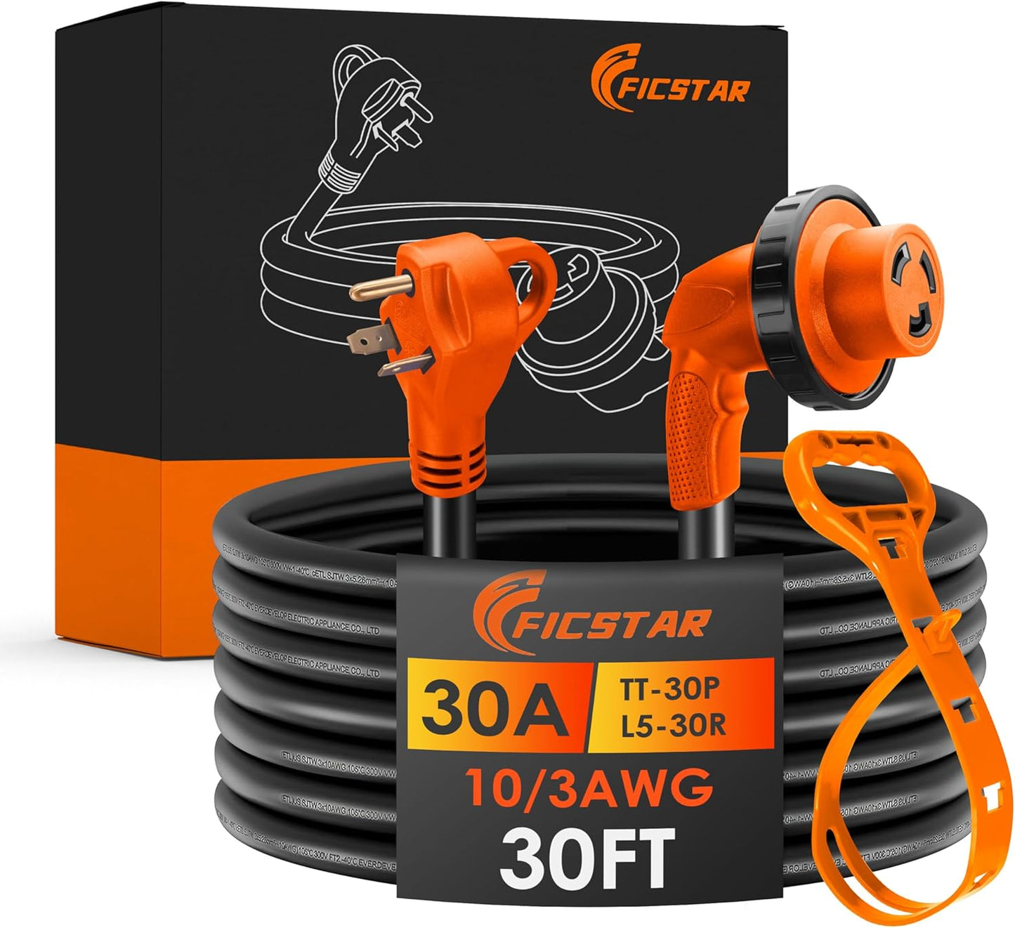 30 Amp RV Extension Cord - Heavy Duty 30 ft Generator Cord