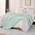 Mint Green Chunky Knit Blanket Throw 60in x 80in - Handmade Chenille