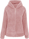 Women Faux Fur Fleece Lightweight Short Jacket Hooded - Cozy Layering
