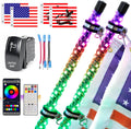 UNI-SHINE 2PCS 4ft LED Whip Lights - Spiral RGB Chasing with App