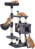Smoky Gray Cat Tree Tower for Indoor Cats - Multi-Level Condo