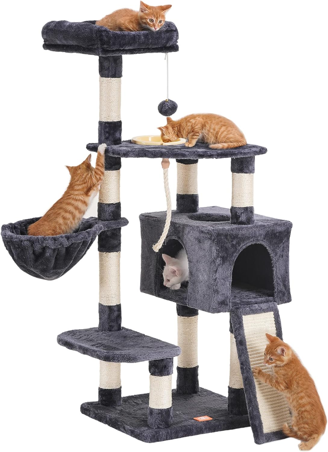 Heybly Cat Tree for Indoor Cats with Scratching Board and Bowl
