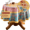 69 in Round Cotton Tablecloth - Elegant European Watercolor Design