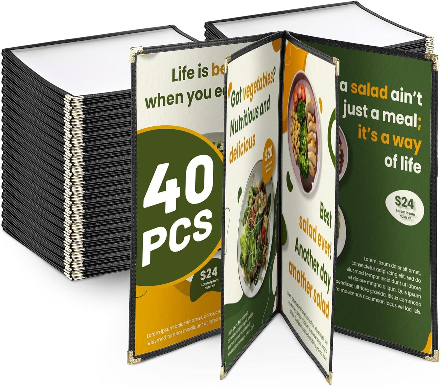 WeChef 40 Pack Menu Covers for 8.5 x 14inch Menus - Durable Style