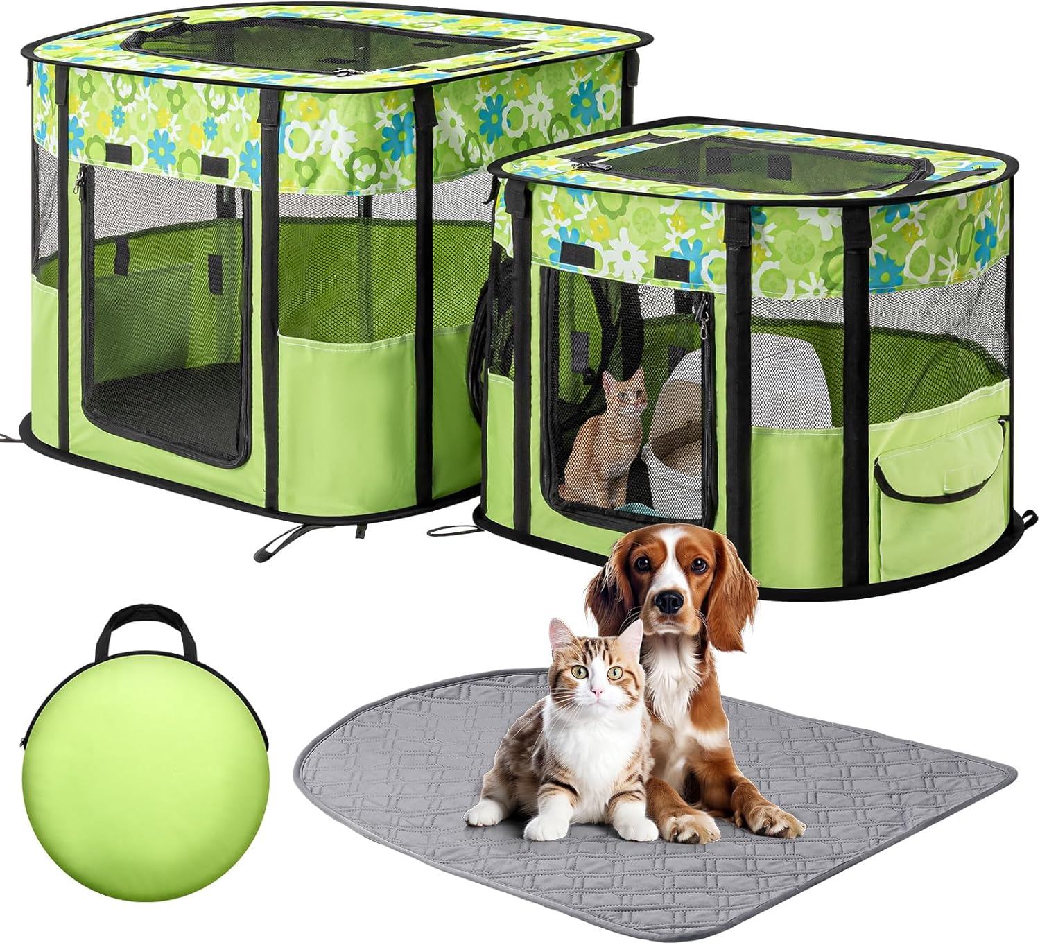 Portable Cat Playpen with Dual Compartment Design for Kittens