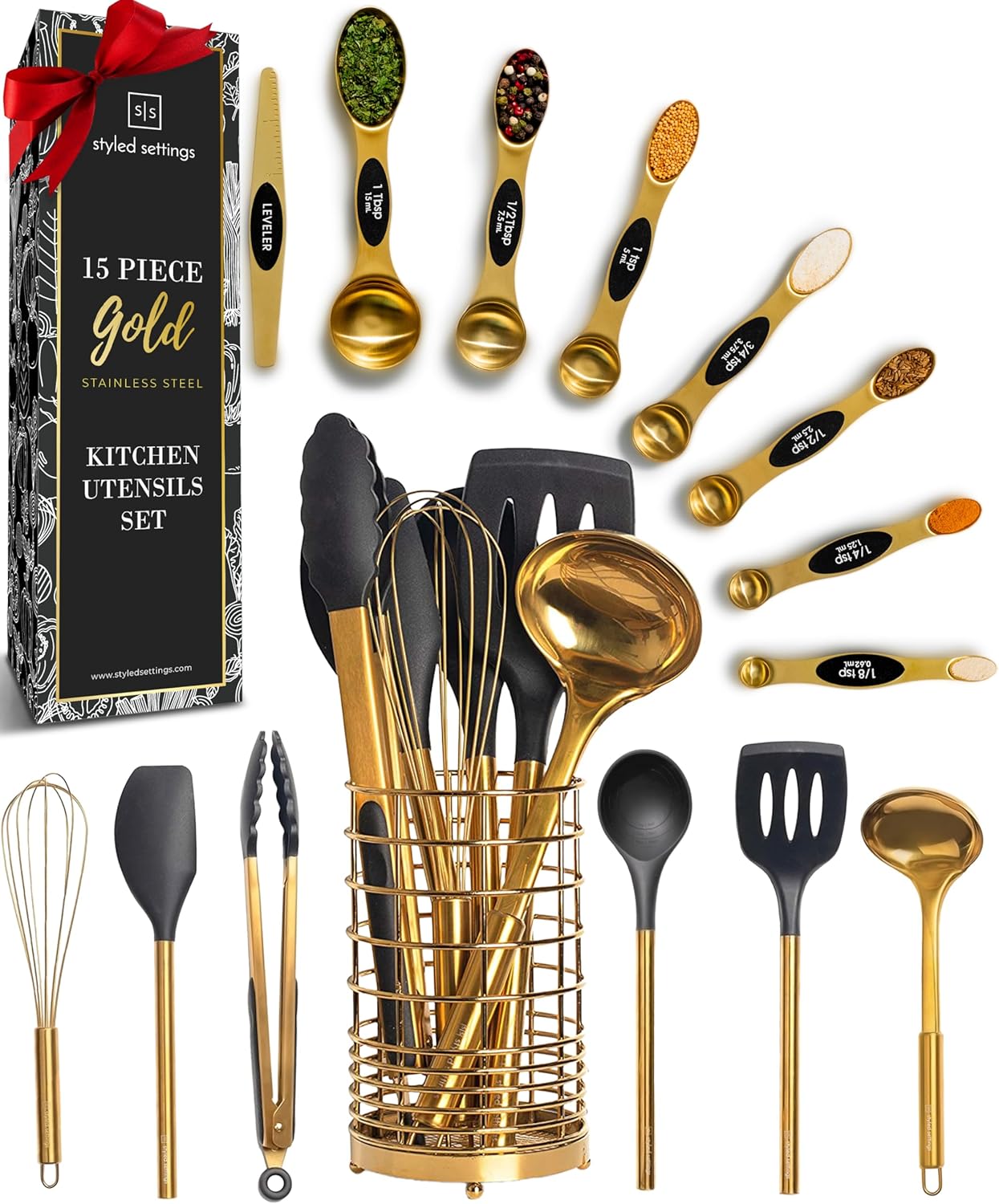 Complete Black and Gold Kitchen Utensils Set for Every Chef