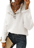 BTFBM Womens Ruffle Button Down Sweater - Soft Casual Knit Sweaters
