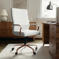White Leather Executive Chair - Luxe Rose Gold Accents