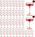 Champagne Martini Glasses 100 Pcs Ribbed Pink Coupe Set - Durable