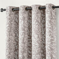jinchan Blackout Curtains Taupe Grey Scroll Floral 84 in - Room