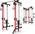 Power Cage Wall-Mounted Squat Rack with Dual Pulley System