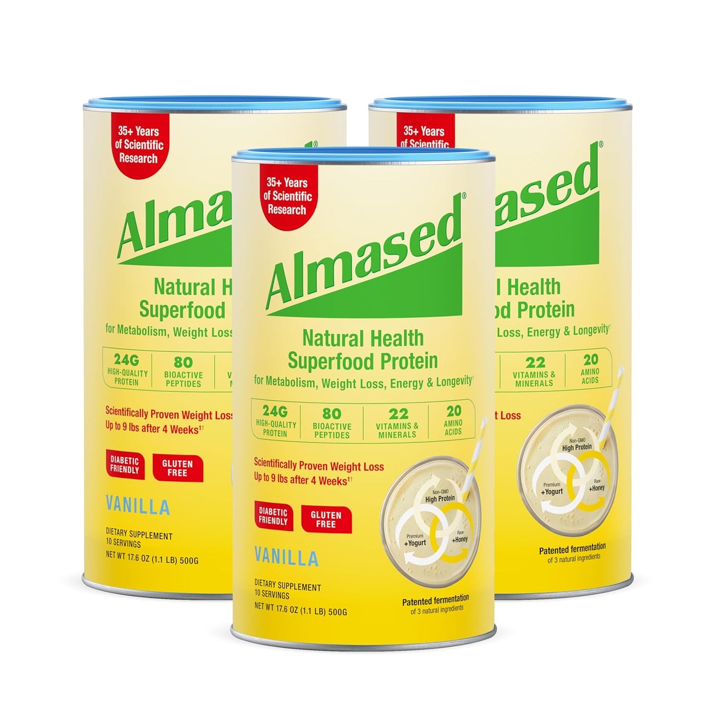Almased Vanilla Meal Replacement Shake for Weight Loss Support