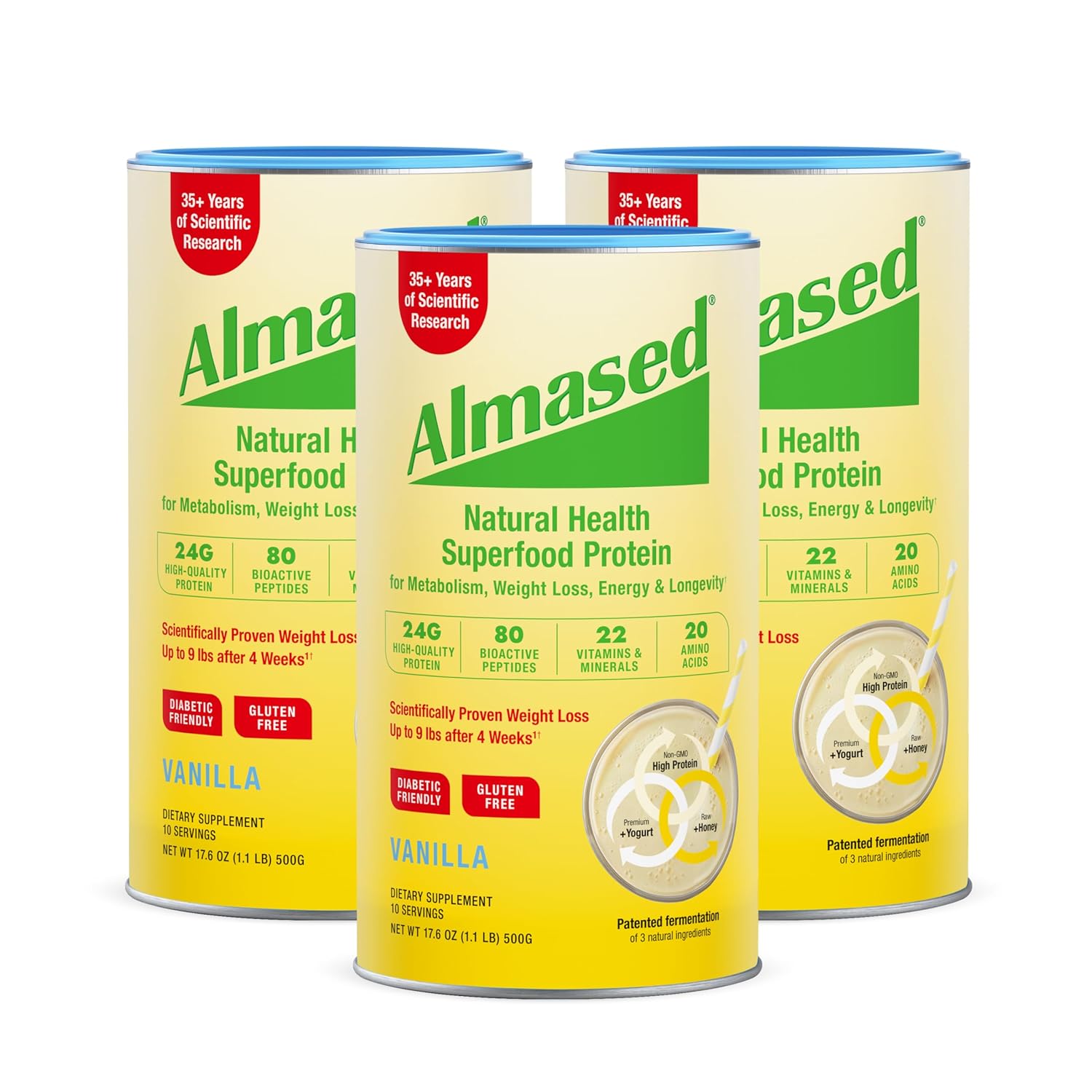 Almased Vanilla Meal Replacement Shake for Weight Loss Support