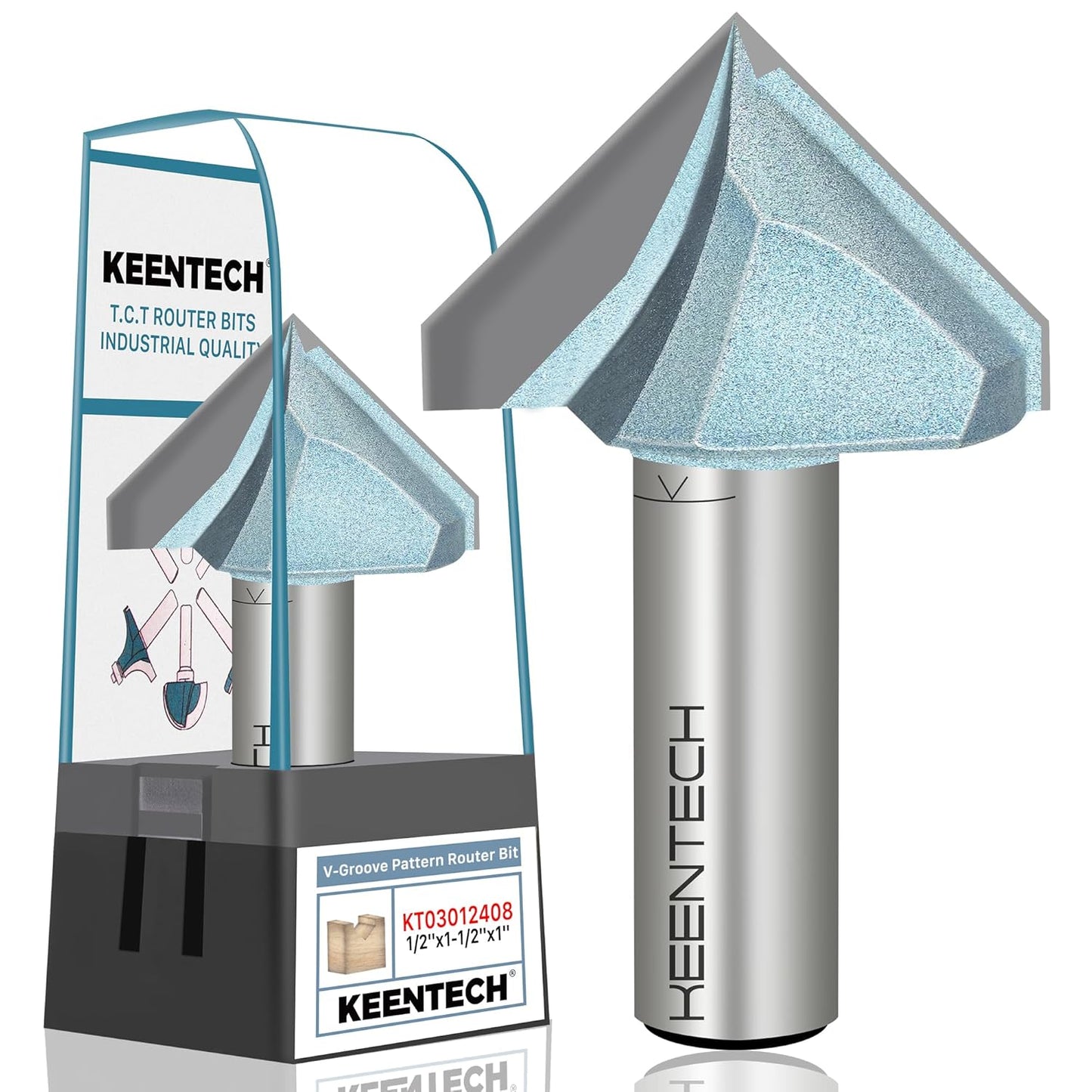 KEENTECH 90-Degree V-Groove Router Bit for Precision Woodworking
