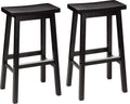 Solid Wood Saddle-Seat Kitchen Counter Barstools - Set of 2