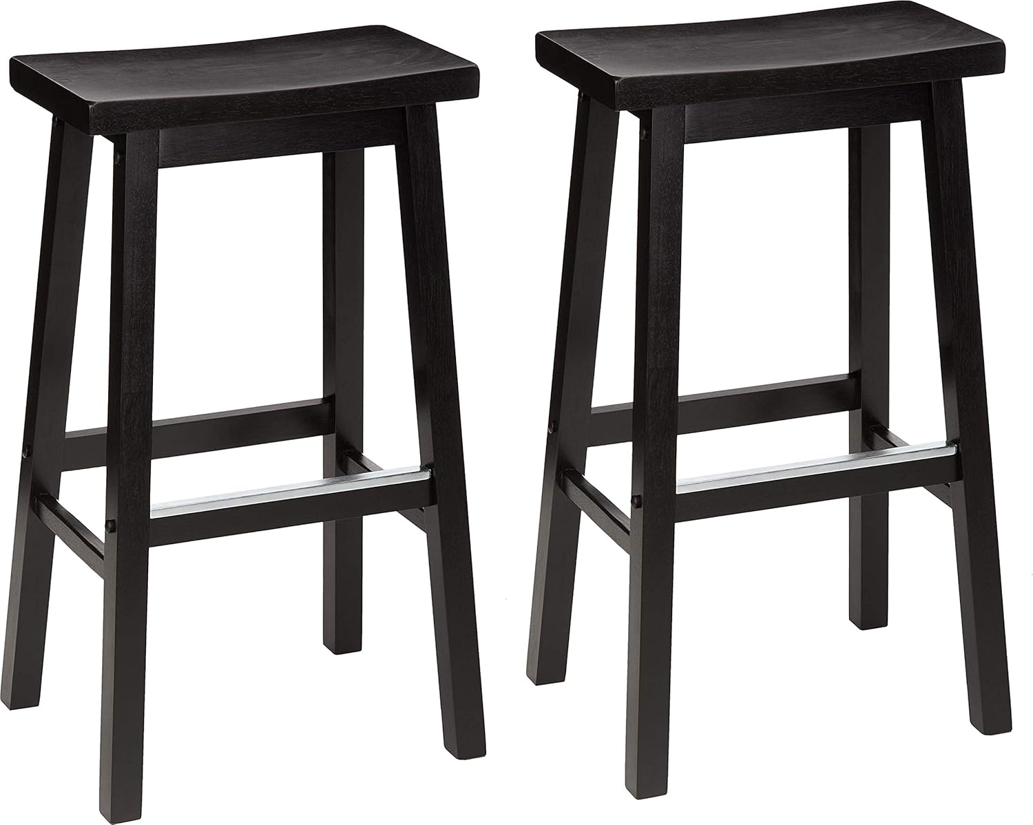 Solid Wood Saddle-Seat Kitchen Counter Barstool Set of 2