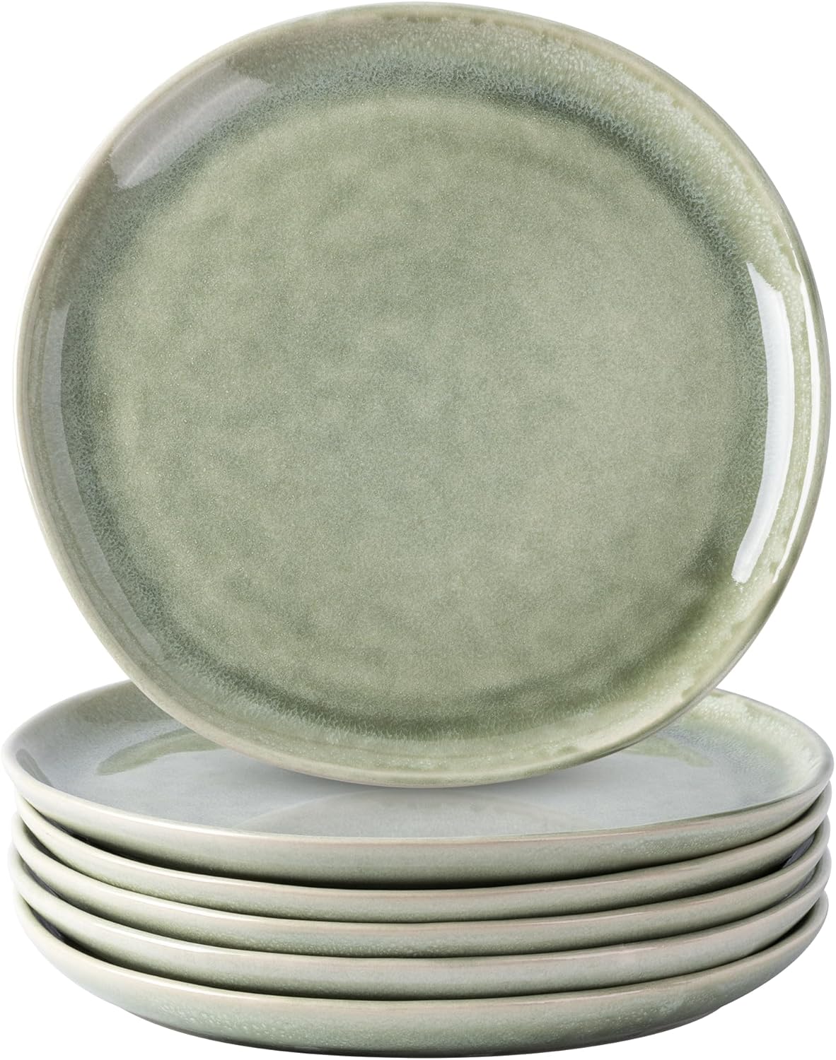 AmorArc Ceramic Plates Set of 6 - Unique Handmade Glaze Design