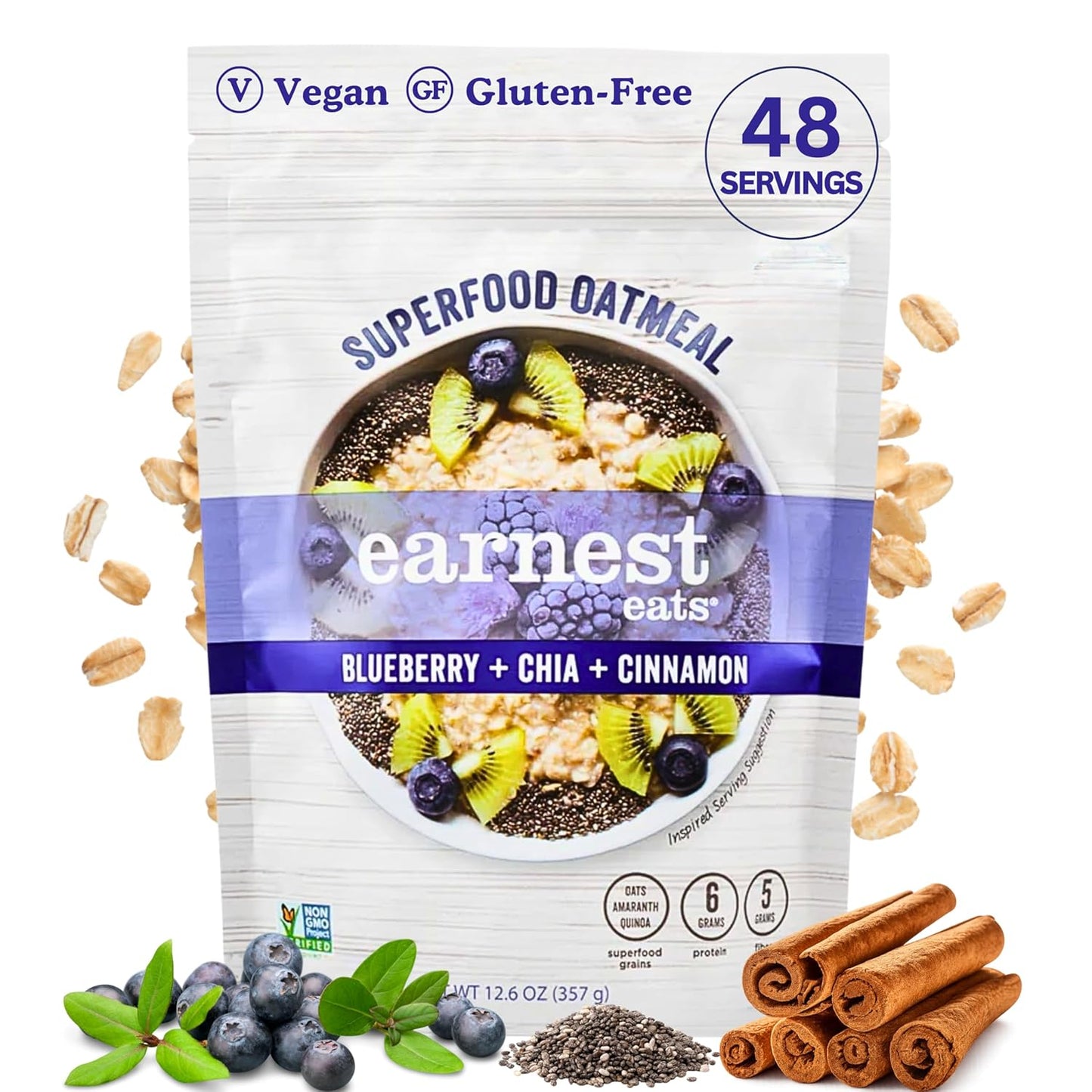 Earnest Eats Superfood Oatmeal Bags with Blueberry Chia Flavor