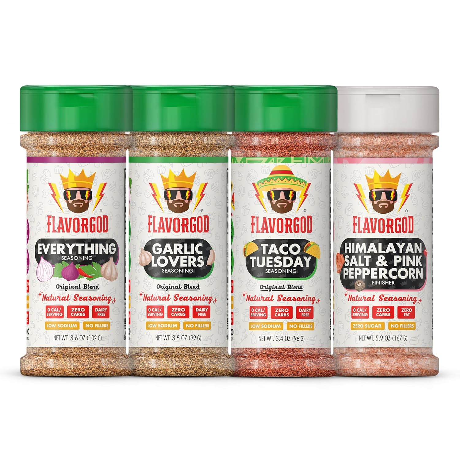 Flavor God Keto Combo Pack of 4 Seasonings for Bold Flavor