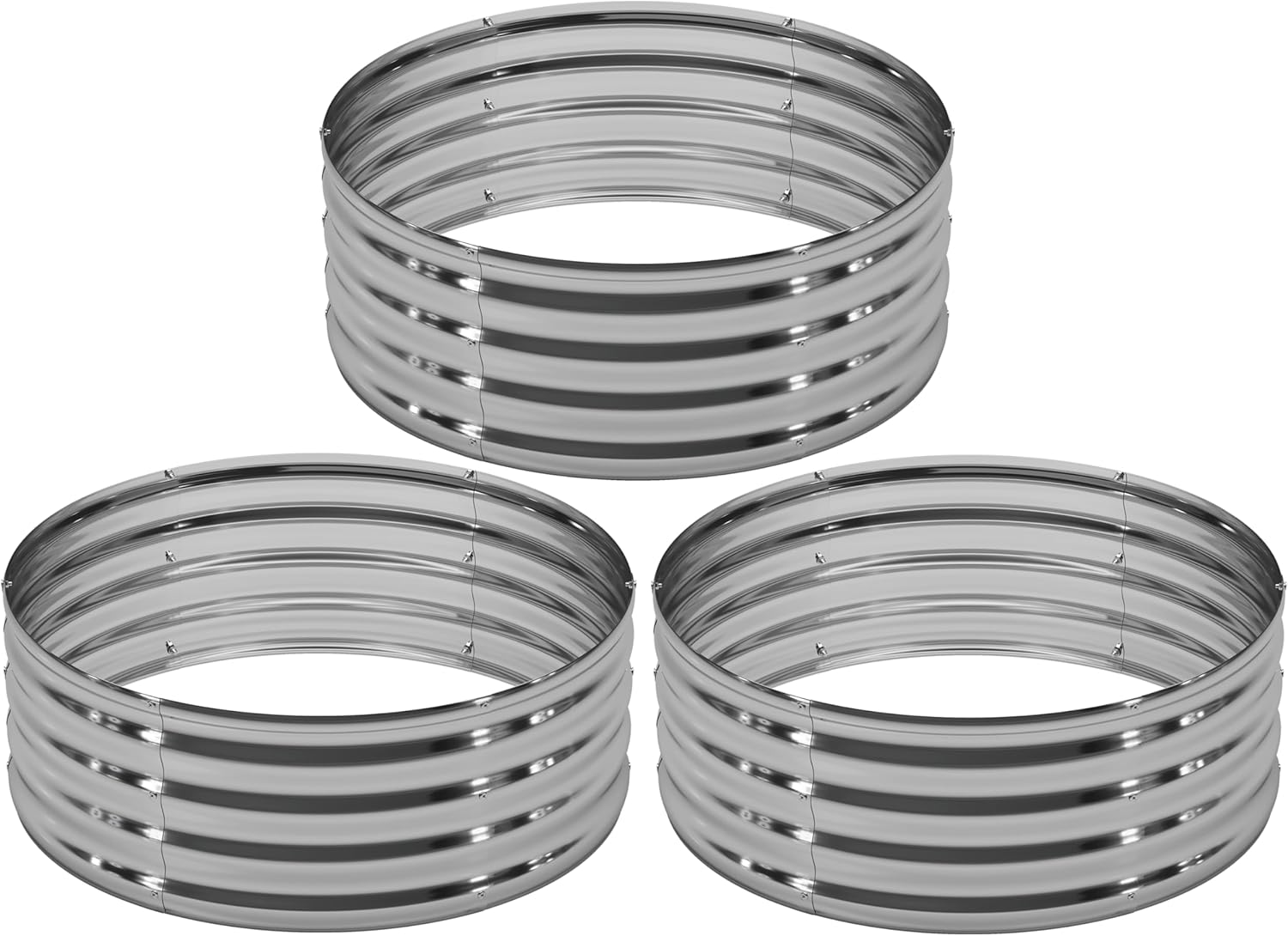 3PCS 3x3x1FT Galvanized Raised Garden Bed Kit for Outdoor Use