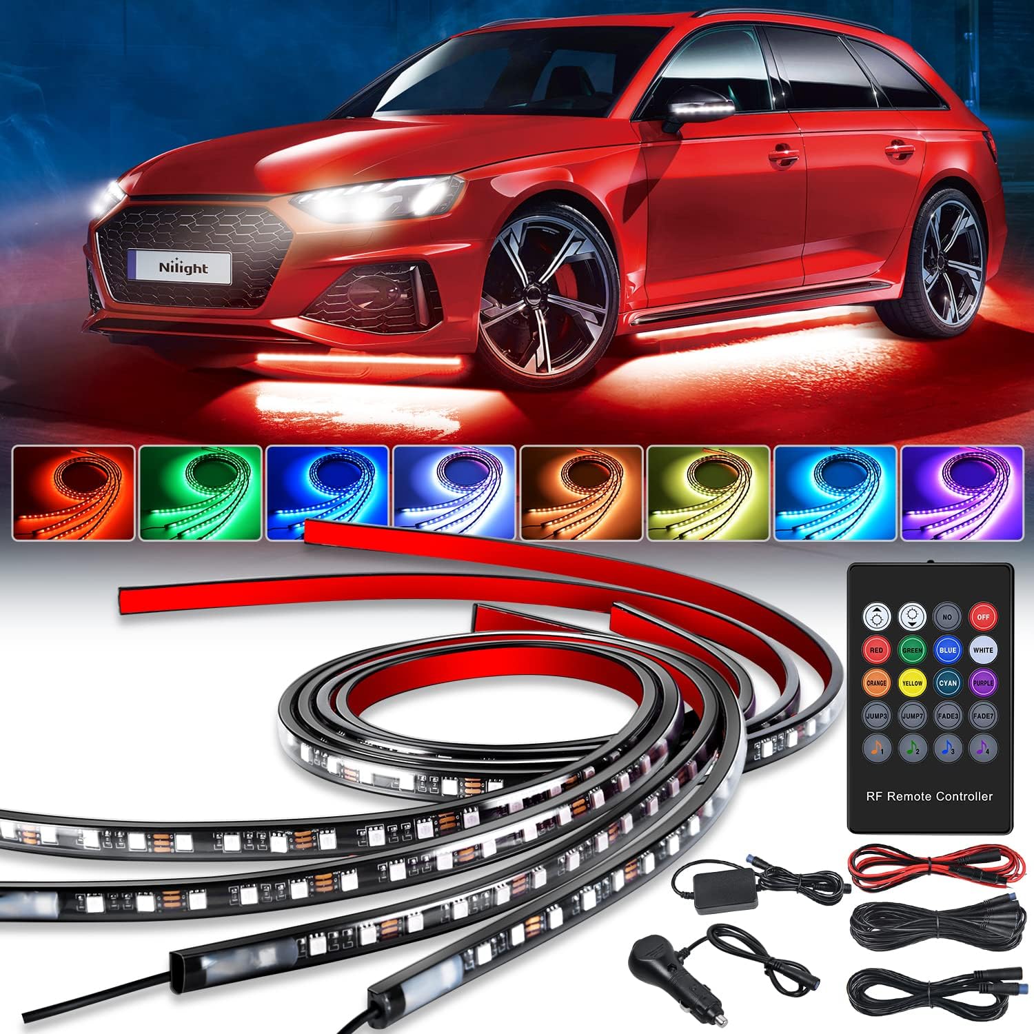 Nilight Car Underglow Neon Accent Strip Lights with Remote Control
