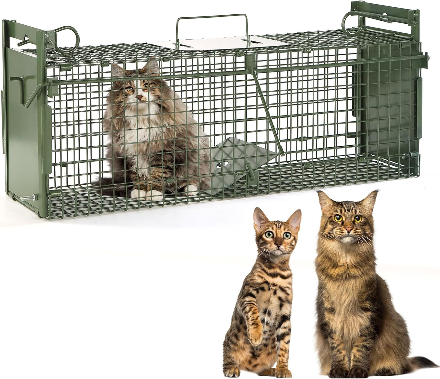 40in 2-Door Large Live Animal Traps for Stray Cats and More