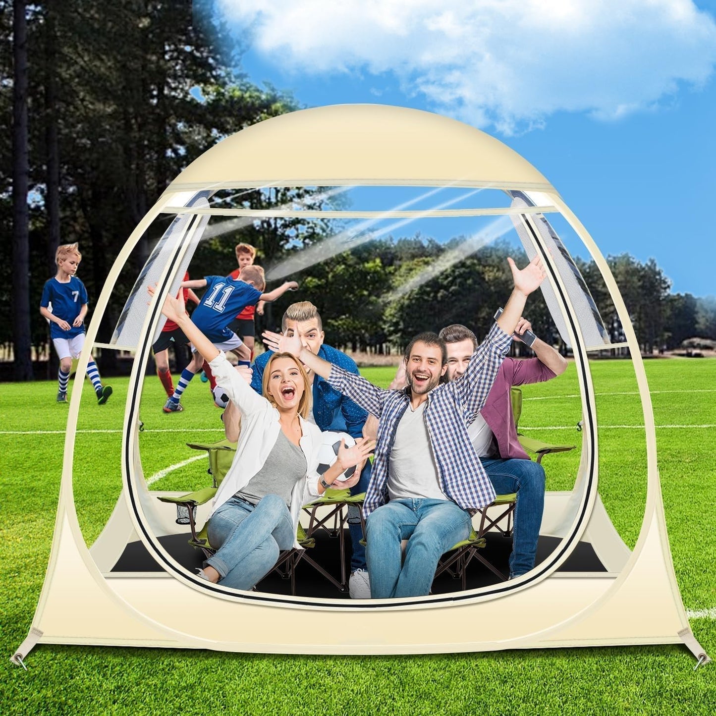 Lenotos Pop Up Clear Bubble Tent - All Weather Sports Shelter