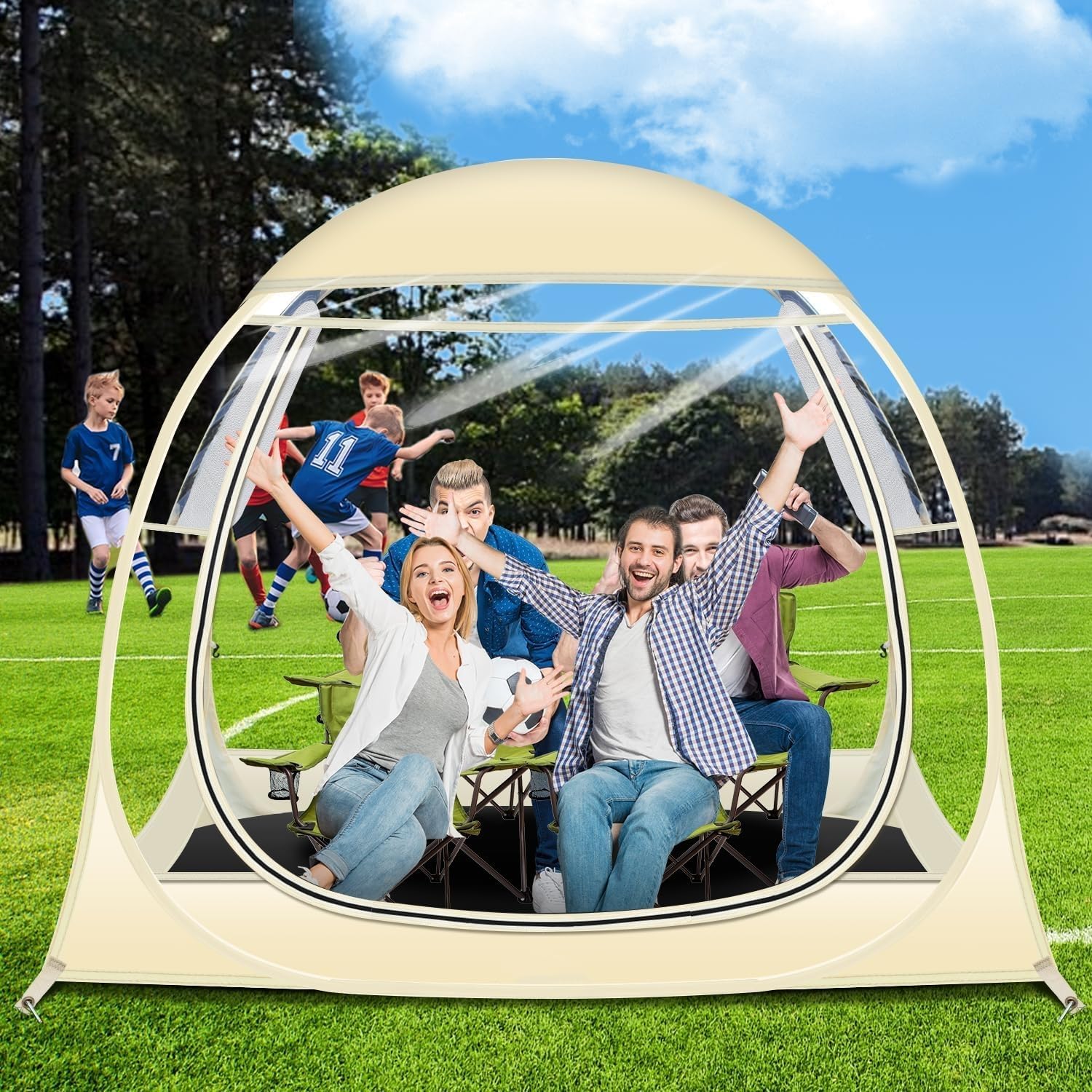 Lenotos Pop Up Clear Bubble Tent - All Weather Sports Shelter