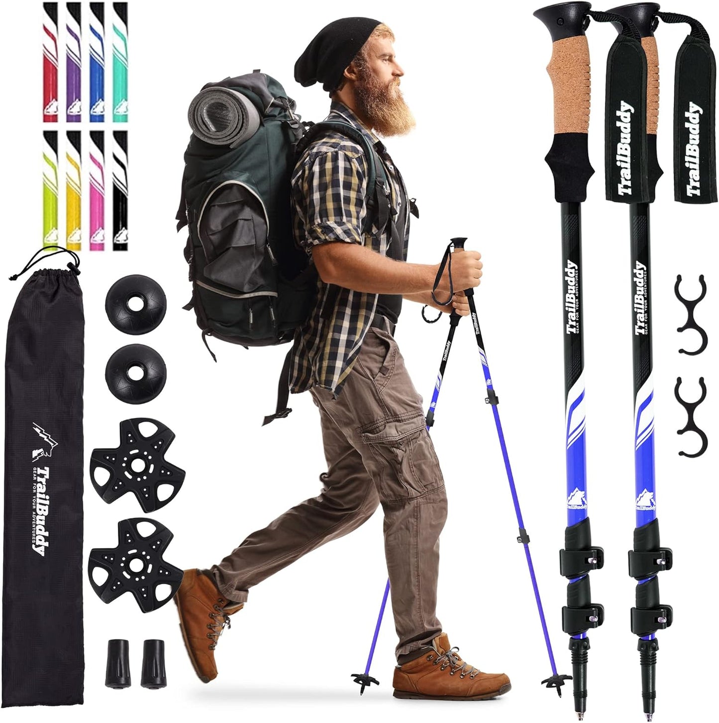 TrailBuddy Trekking Poles - Lightweight Pair for Hiking
