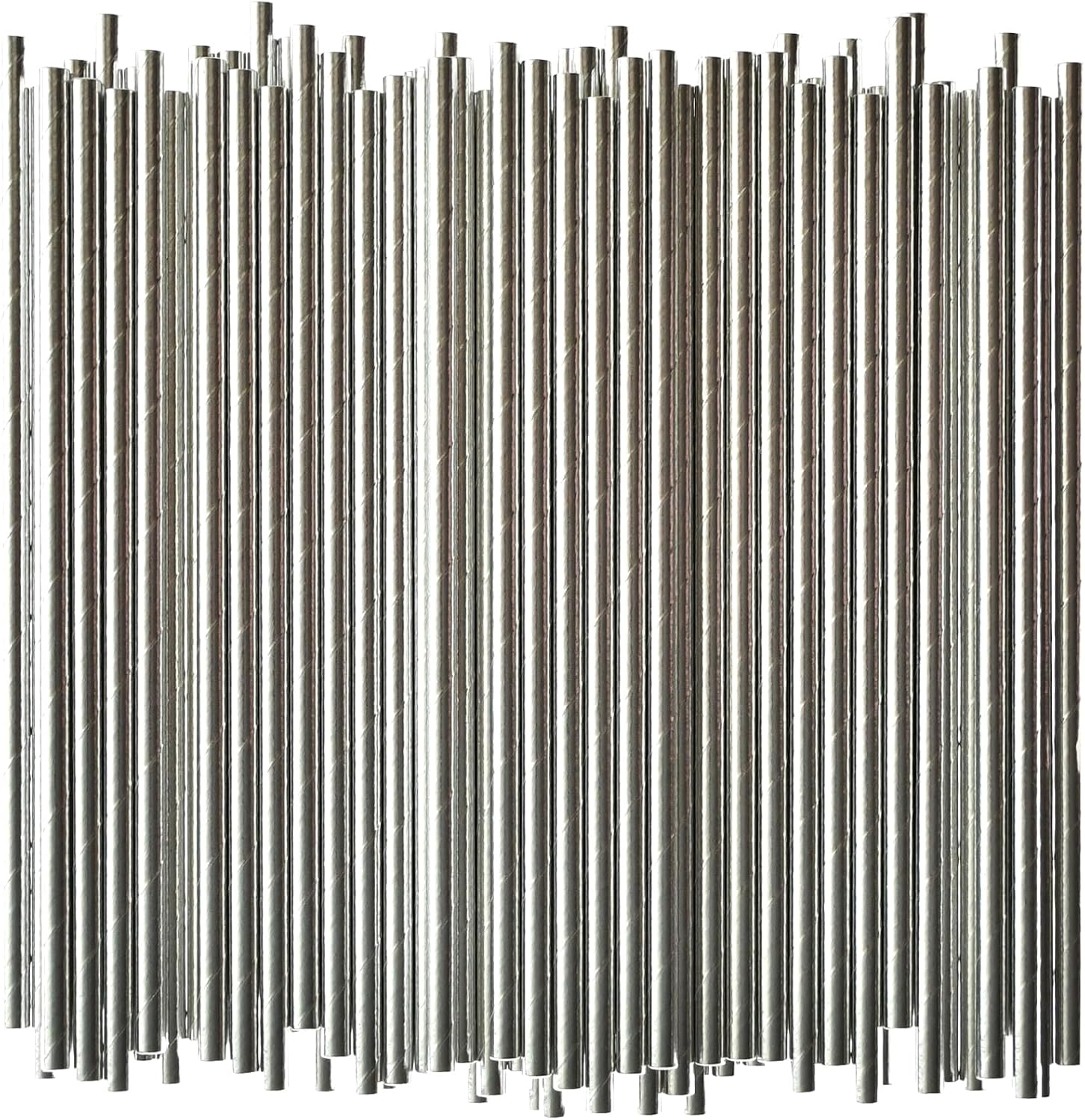 7.75 Inch Disposable Silver Paper Straws for Parties and Events