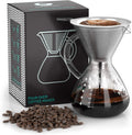 Pour Over Coffee Maker - 27oz Borosilicate Glass Carafe and Reusable