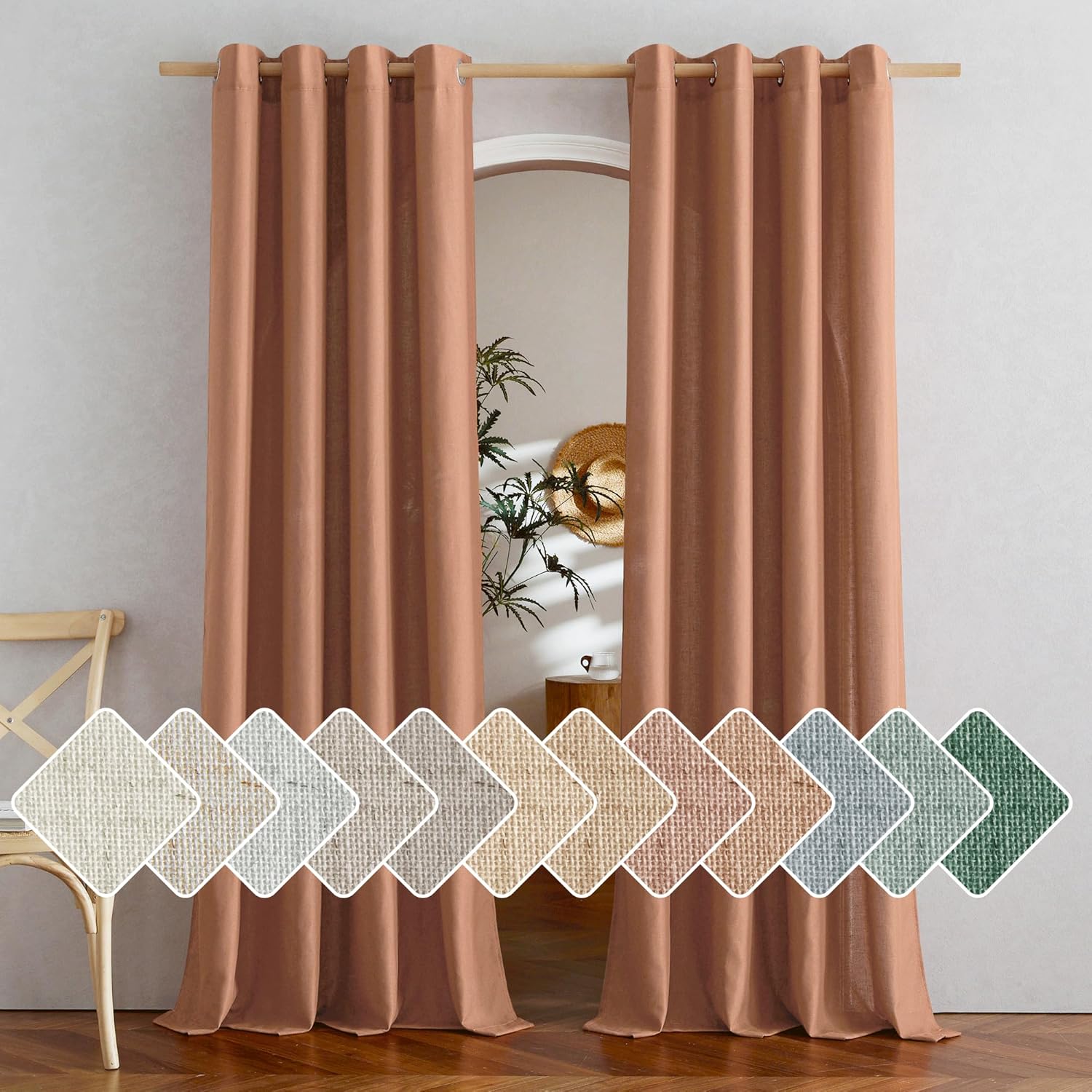 NICETOWN Caramel Linen Curtains for Stylish Home Decor
