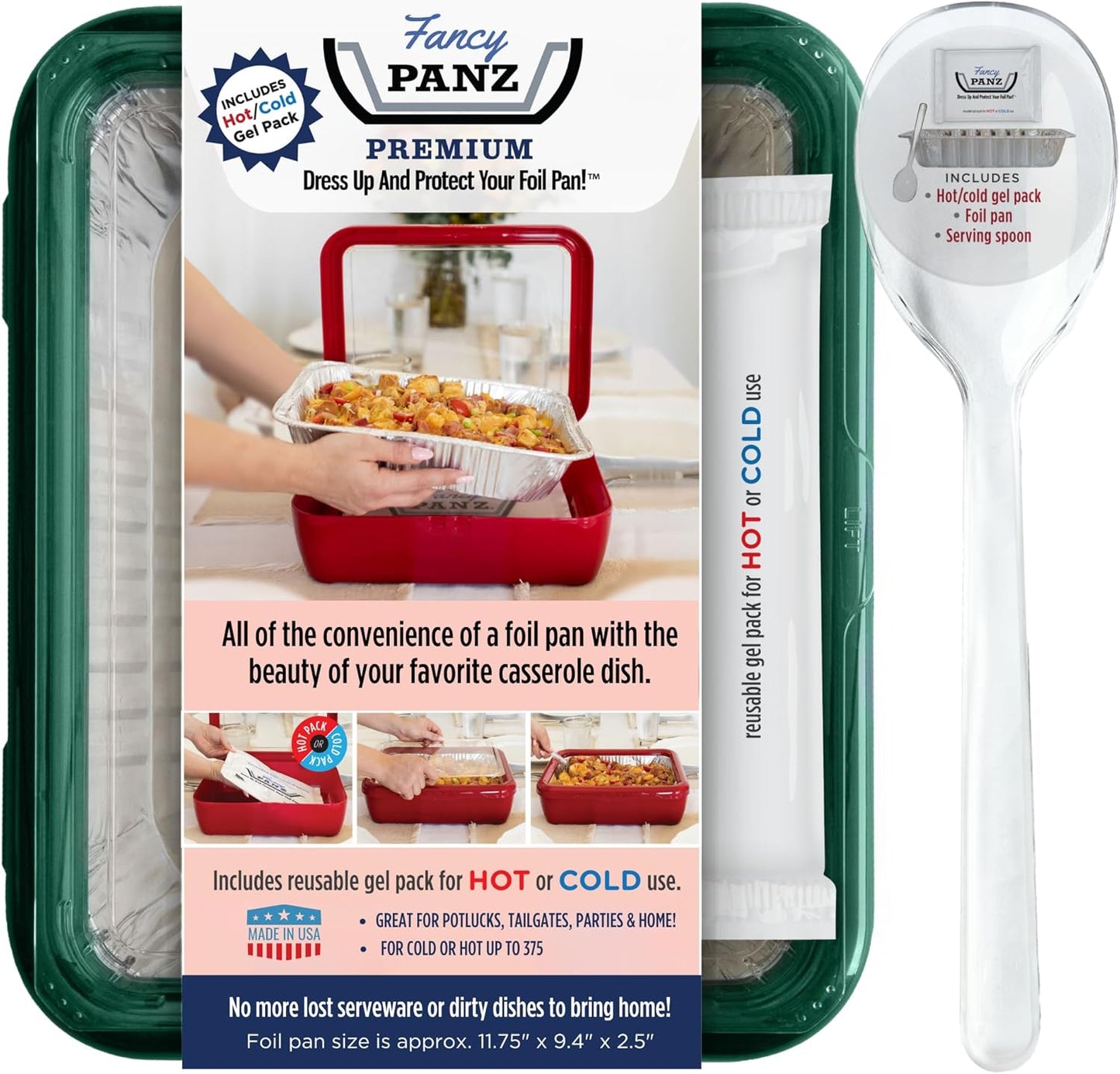 Fancy Panz Green Aluminum Foil Pan Carrier for Easy Serving