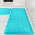 Cushioned Kitchen Mat Set for Anti Fatigue Comfort in Teal