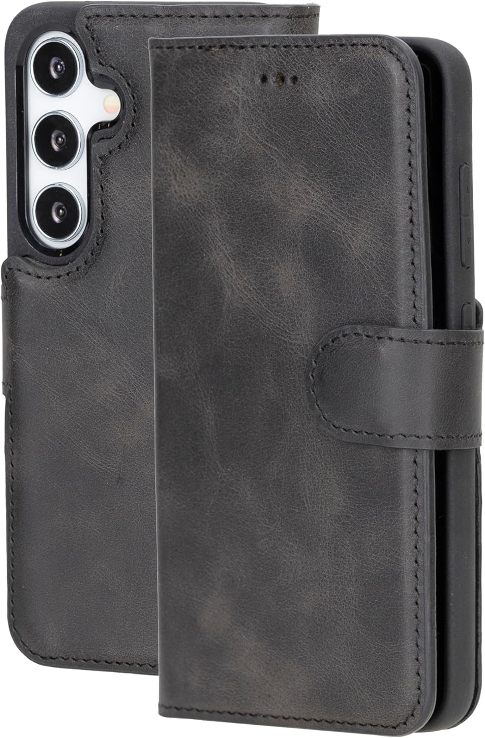 Genuine Premium Leather Handmade Wallet Case for Galaxy S25 Plus