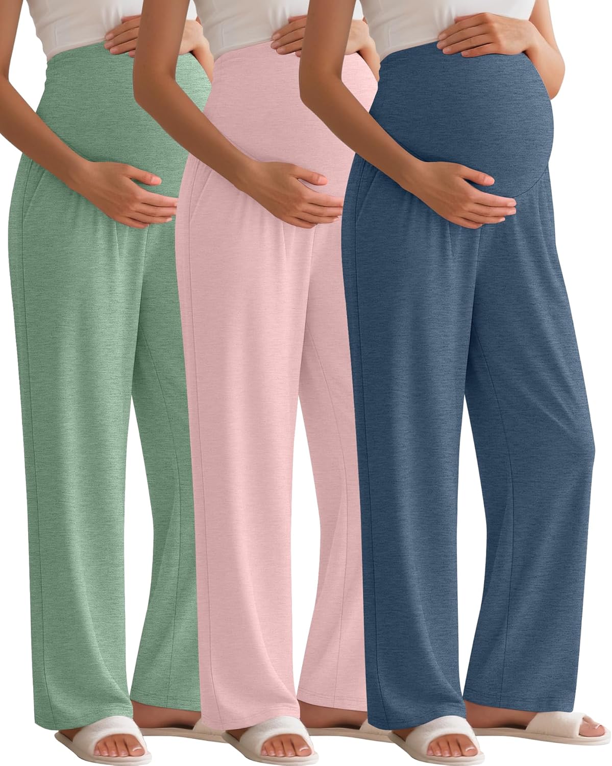 3 Pack Women's Maternity Pants Over The Belly Stretchy Comfort