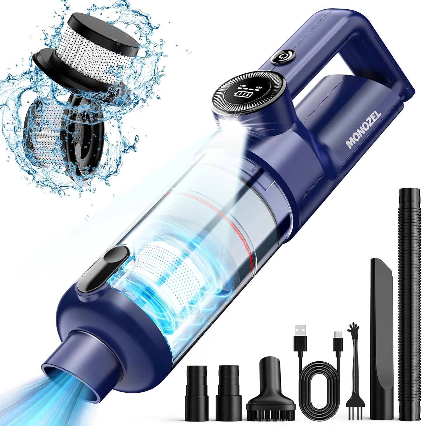 Handheld Vacuum Cordless with 15kPa Suction for Home and Car
